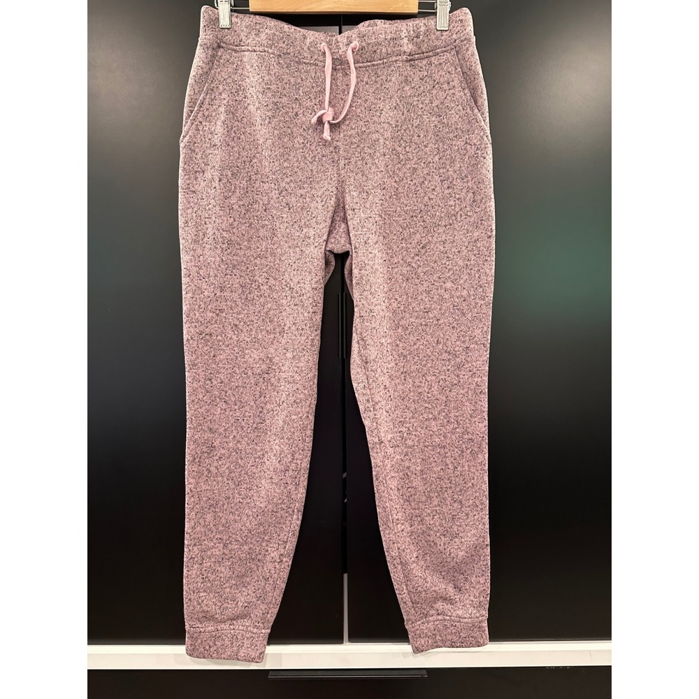 LL Bean Sweater Fleece Joggers Mauve Pink Marl Sweatpants Size Medium 510717